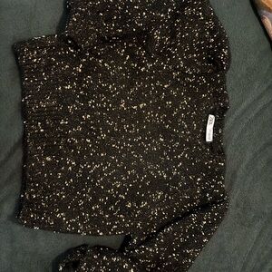 Zara Black and White Speckled Crew Neck Sweater